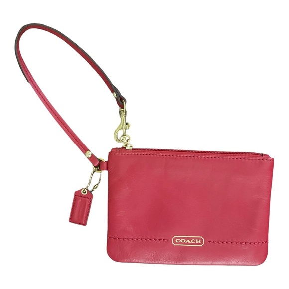 Authentic Vintage Signature Coach RedLeather Wristlet Mini Purse Embossed - Picture 1 of 7